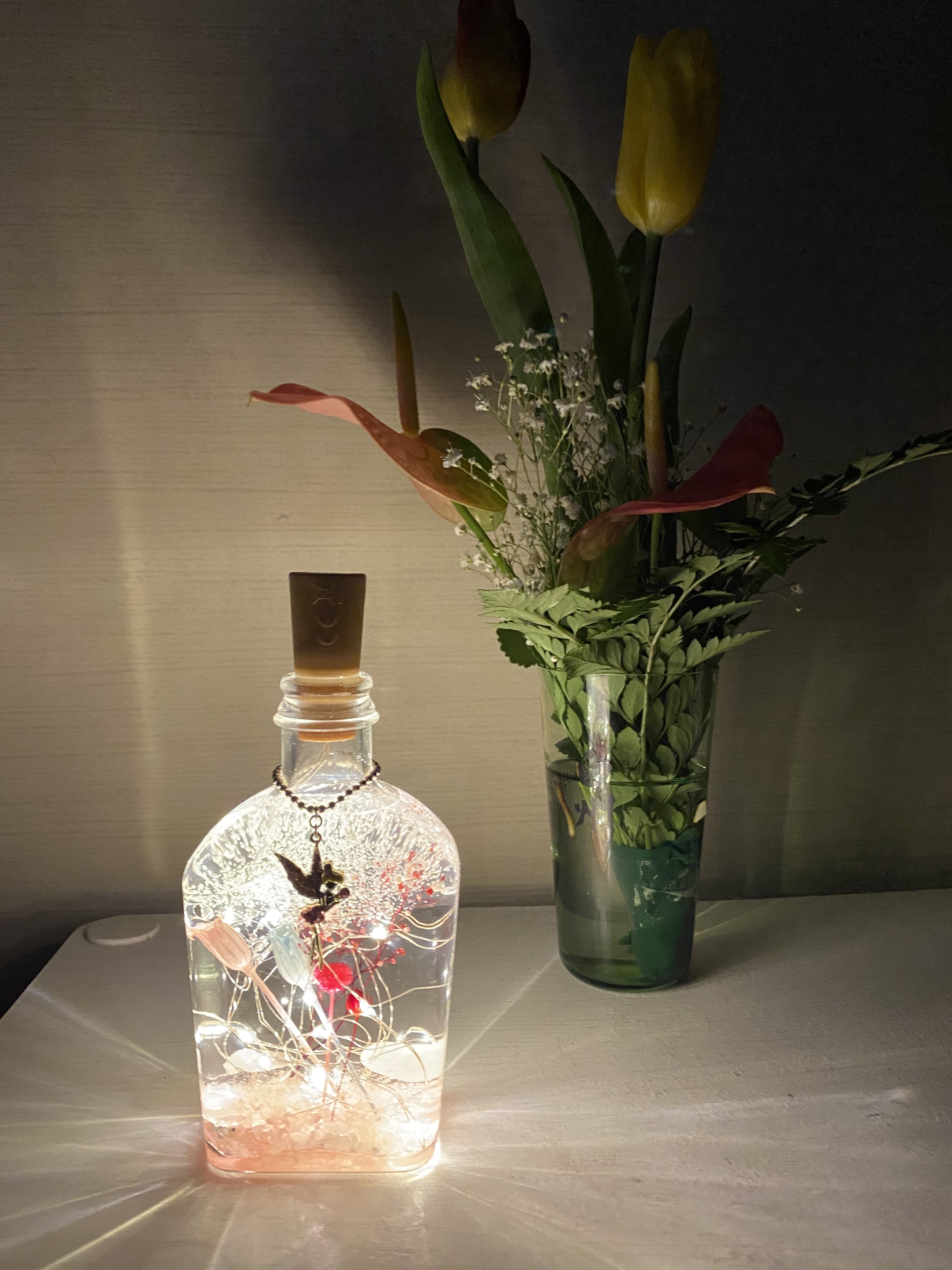 スピリチュアルハーバリウムライト　ウイスキー瓶