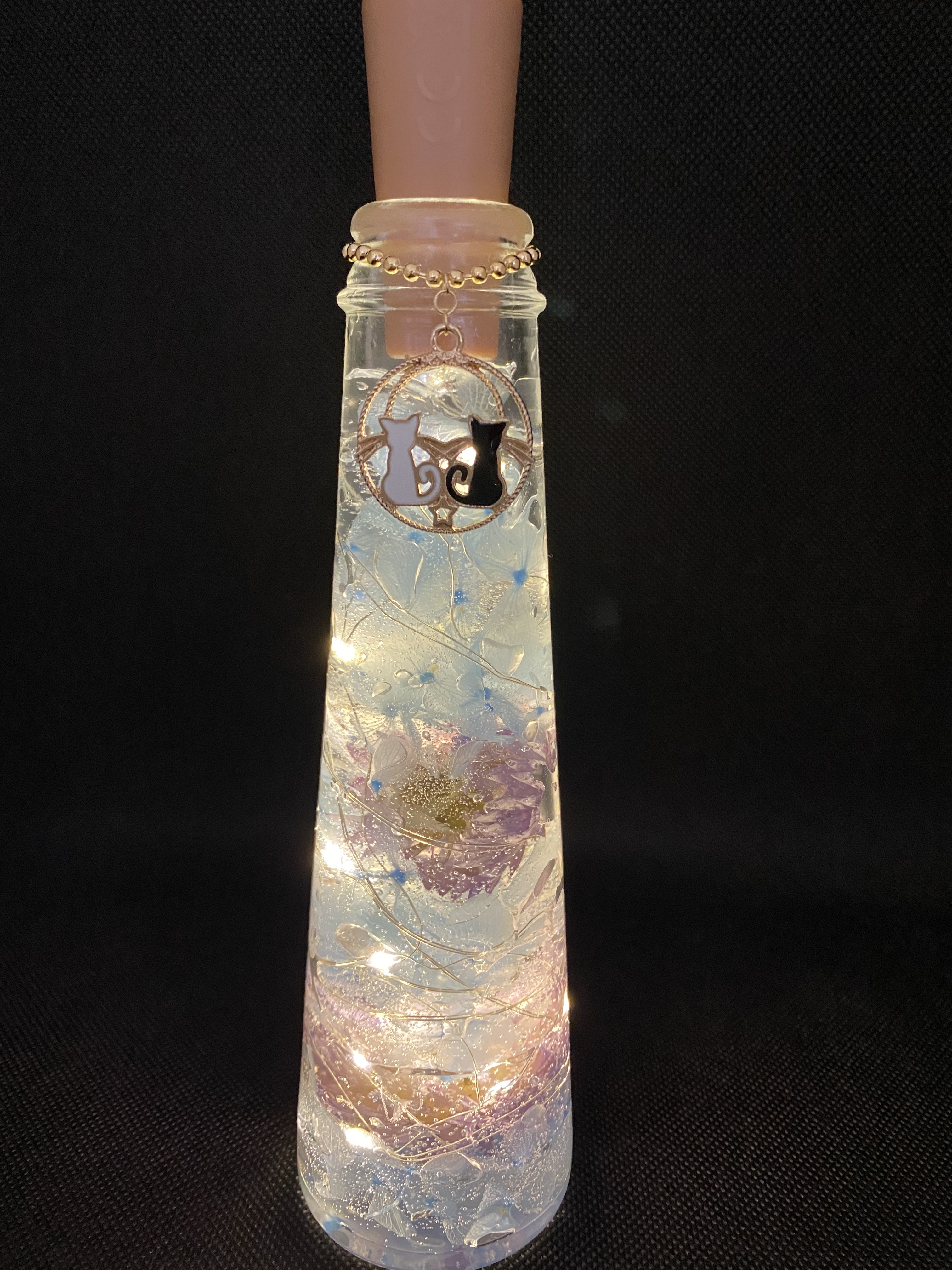 ハーバリウムジュエルライト 150ml 三角瓶 （黄色）