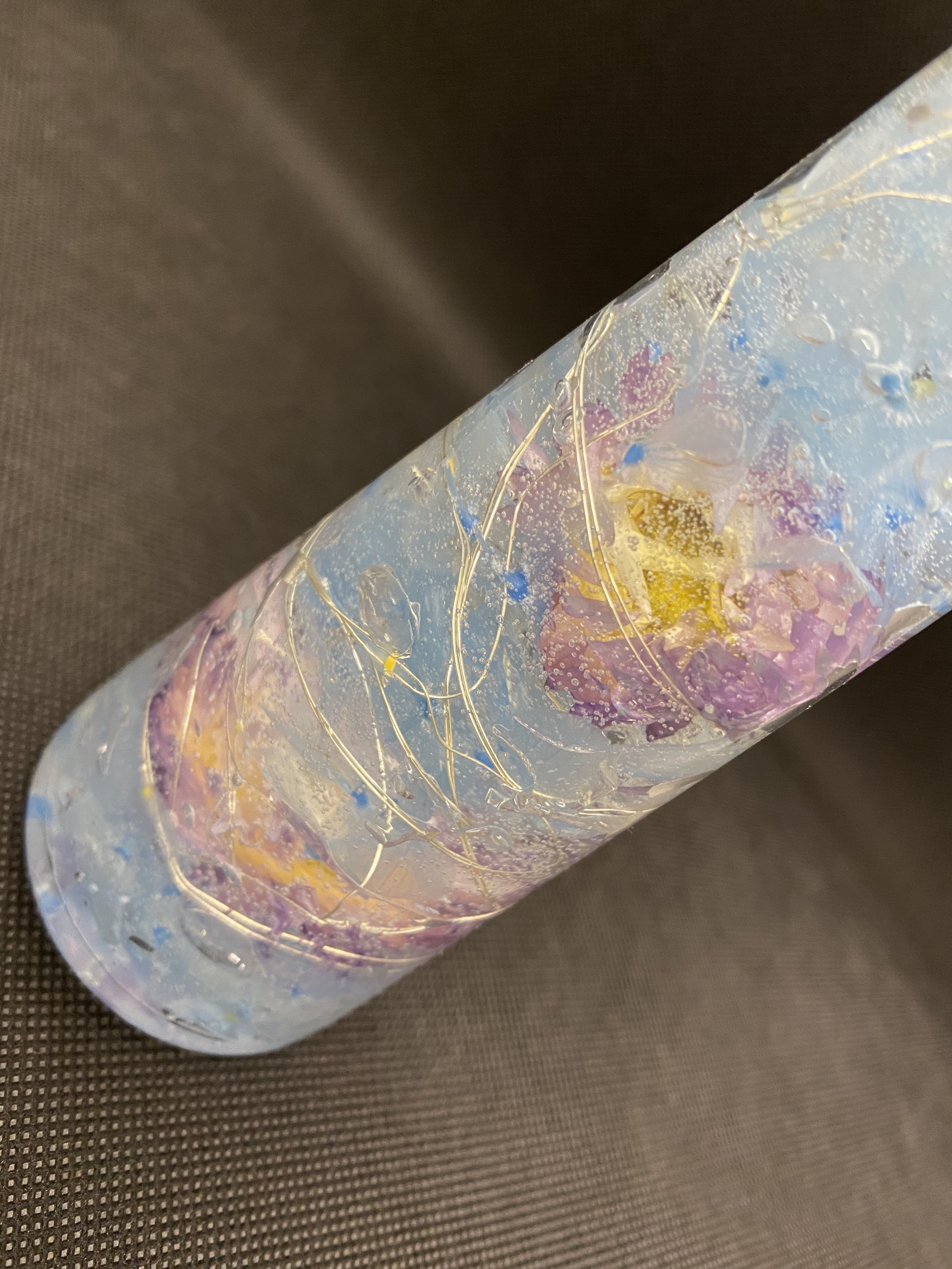 ハーバリウムジュエルライト 150ml 三角瓶 （水色）